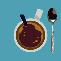 A teaspoon one line. White background.
