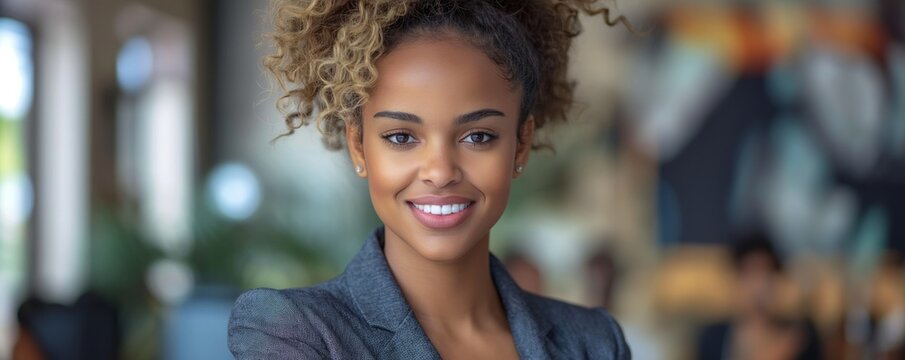 Confident professional woman standing with arms folded