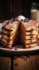 stack of pancakes with chocolate