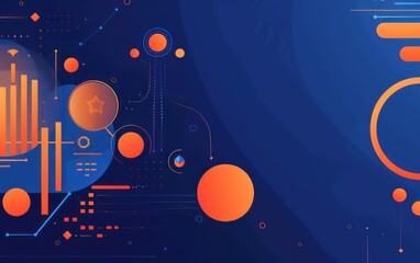 modern presentation slide illustration background in blue and orange