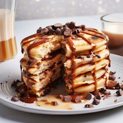 pancakes with chocolate sauce