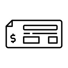 Bank check icon. Cheque icon. Icon about banking