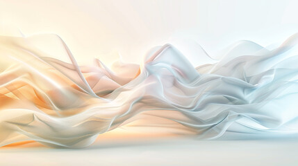 A luminous and ethereal wave with soft gradients, isolated on a pristine white surface.