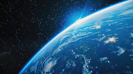 Obraz premium Earth enveloped in a blue glow, symbolizing ozone protection, with educational info. International Ozone Protection Day, 16 September