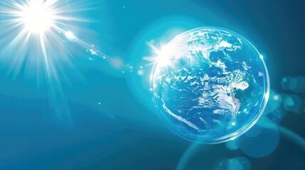 Translucent ozone layer around Earth, protecting from sun for Ozone Day. International Ozone Protection Day, 16 September