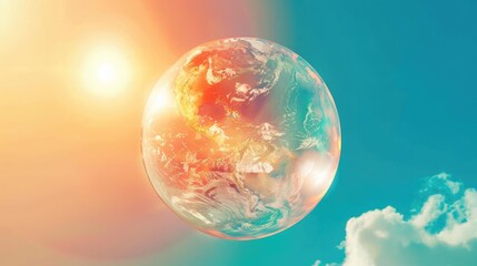 Earth globe with ozone shield, illustrating UV defense on Preservation Day. International Ozone Protection Day, 16 September