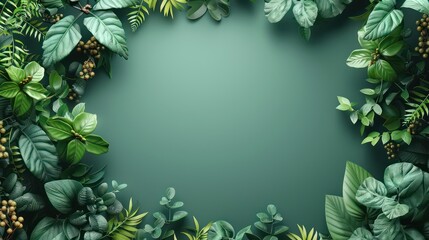 Naklejka premium botanical border tridimensional frame illustration background