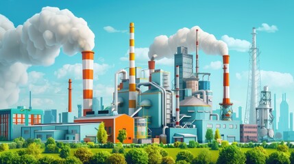 Obraz premium Industrial sustainability in action for the Preservation of the Ozone Layer. International Ozone Protection Day, 16 September