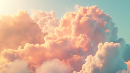 Warm-toned clouds fill the sky, giving the impression of a soft, fiery sunset that is both tranquil and vibrant