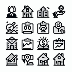  outline outline real estate icon silhouette vector illustration white background. real estate, property, buying, renting, house, home. Outline icon collection. Editable stroke