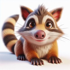 cartoon raccoon on white