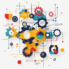 Fototapeta premium abstract workflow illustration for users and businesses with functional mechanisms