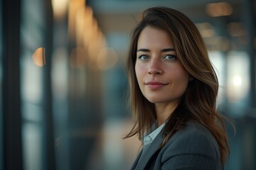 Portrait of young adult Caucasian lady in business. Attractive female person, confident women in