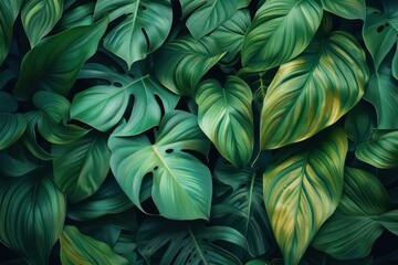 green leaves seamless pattern background