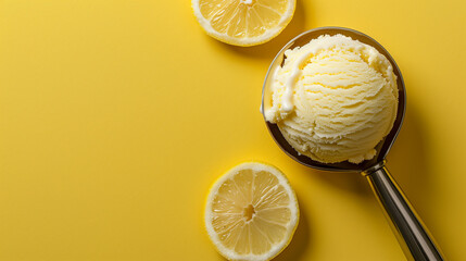 the concept of advertising lemon ice cream. Mocap for yellow ice cream