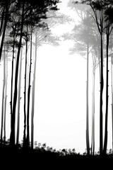 Dense Forest in Black and White