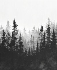 Monochrome Forest Landscape