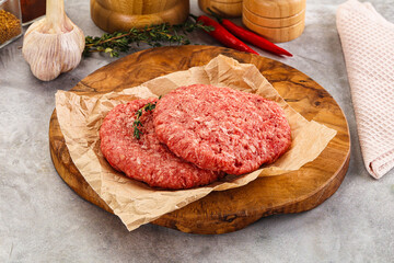 Raw beef minced meat cutlet