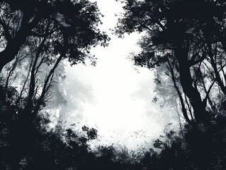 Black and White Photo of a Forest