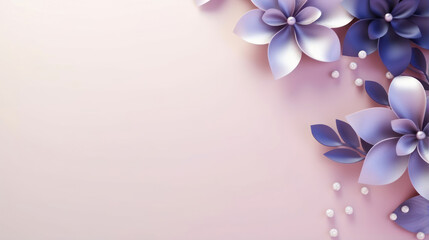 3D Beautiful spring purple flower on gradient background as wallpaper illustration with copy space, Elegant Colorful Flower Frame