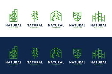 Natural tree collection, to symbolize growth and security, agricultural infestation, logo design template.