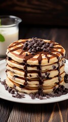 chocolate chip with maple syrup pancake