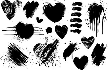 Set of vector brushes, brush stroke patterns. Grunge design elements for social networks. Rectangular text boxes or speech bubbles. Banners with messy disaster texture for stories and social media pos
