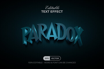 Paradox Text Effect Blue Metal Cinematic Style. Editable Text Effect Vector.