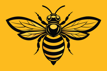 Honey bee in engraving style vector design