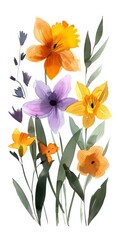 Bunch of Flowers on White Background