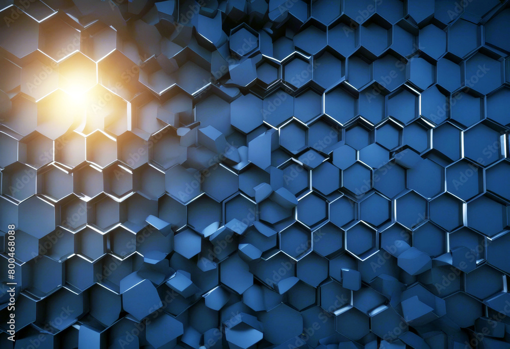Poster 'rendering 3d illustration texture background blue dark hexagonal three-dimensional abstract art bus