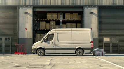 Delivery Van at Warehouse Loading Dock
