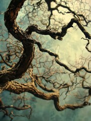 old tree branches without leaves view from the ground