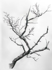 old tree branches without leaves view from the ground