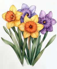 A Bunch of Flowers on a White Background