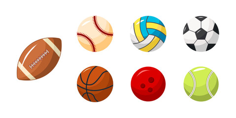 Collection of sports balls, including a football, basketball, and tennis ball