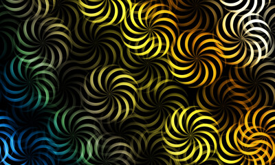 Fototapeta premium Abstract seamless pattern with yellow circle elements on dark background.