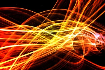 Abstract Modern Fire Waves Gradient Background Design Abstract motion blur messy light trail.Abstract background of night lights in a city

