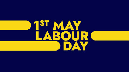 Labour Day bright colorful blue and yellow illustration banner great for celebrating happy labour day on 1st may. happy international labor day