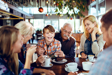 Multigenerational family enjoying time at a cafe