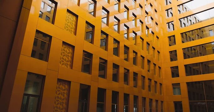 The facade of a stylish business building with modern architecture. Saint Petersburg, Russia - 22 April 2024