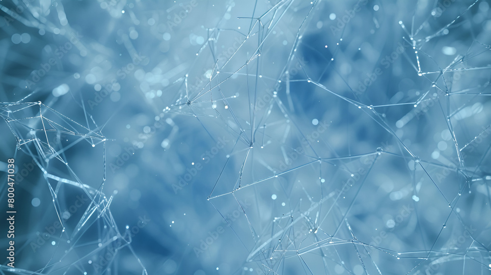 Poster blue background with glowing dots bokeh style