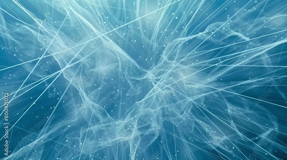 Poster blue background with glowing dots bokeh style