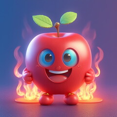 illustration of cute 3d red apple character