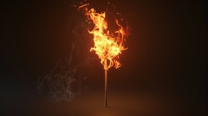 burning flame on a short stick illustration