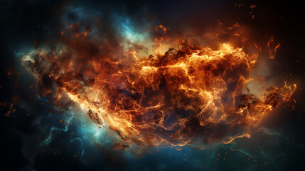 Fototapeta premium fire element apply on earth