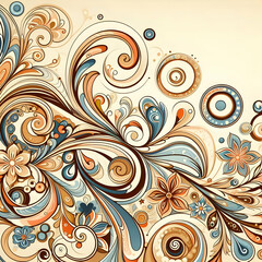 seamless floral pattern with swirls art, design, texture, vintage, decoration, illustration,Ai generated 