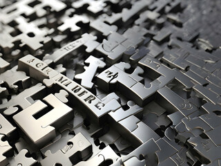 background with puzzle 3d, business, cube, technology, block, concept, box, design, architecture, illustration,Ai generated 