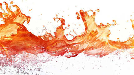 A fiery orange and red tide wave isolated on solid white background.