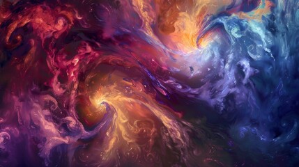 An abstract representation of the cosmos, featuring swirling galaxies and nebulae.